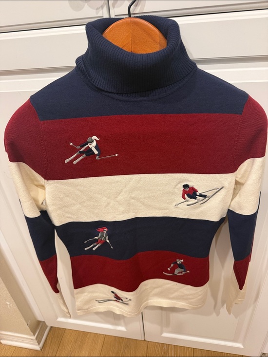 Alp N Rock Sweaters - Alp N Rock Navy, Red & Cream Ski-Motif Turtleneck Sweater